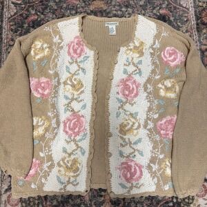 Coquette The Avenue Cardigan Sweater Floral Embroidered Button Front Women's 1X